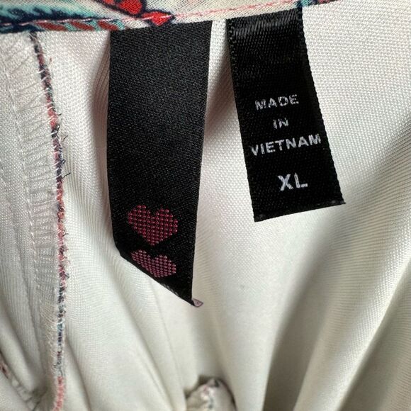 Pink and white paisley print boho smocked ruffle maxi dress size XL - Picture 8 of 9